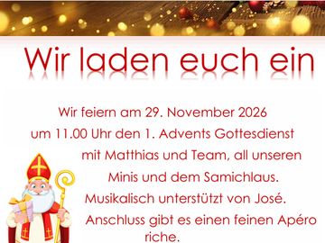 1. Advent Gottesdienst mit Samichlaus