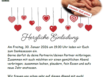 Dankesessen für unsere Freiwilligen