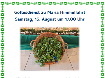 Gottesdienst zu Maria Himmelfahrt und Kräutersegnung am Samstag, 15. August 2026
