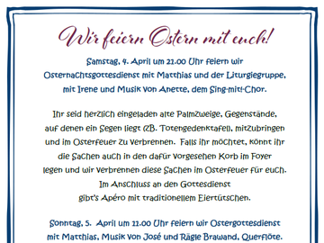 Osternachts- und Ostergottesdienst, 4./5. April