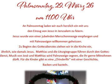 Palmsonntag, 29. März, 11.00 Uhr