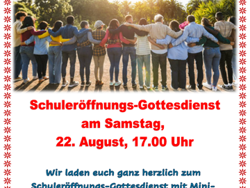 Schüleröffnungsgottesdienst, Samstag, 22. August 2026